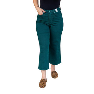 Judy Blue Teal Cropped High-Rise Straight Jeans